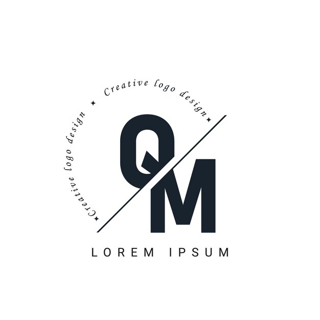 Vector qm letter logo design with a creative cut creative logo design