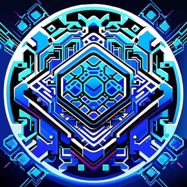 qr barcodeblue circuit board digital qr code vector illustration