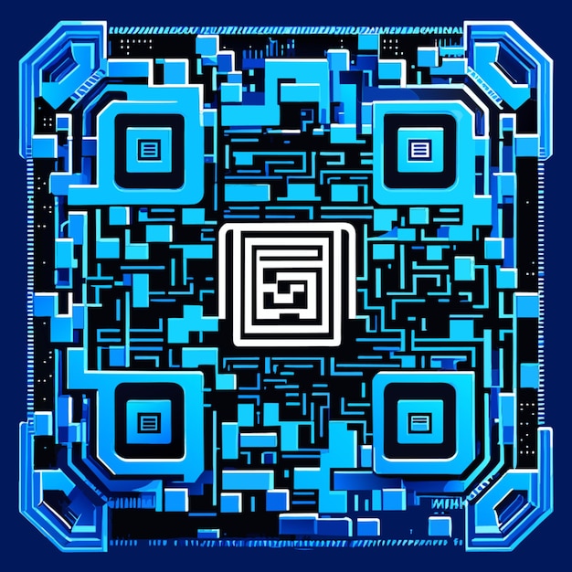 qr barcodeblue circuit board digital qr code vector illustration