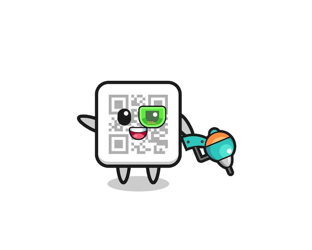 Qr code cartoon as future warrior mascot