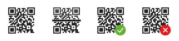 QR code icon set Scanning process approved and rejected qr code Vector EPS 10