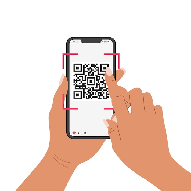 QR code mobile phone scan on screen Business and technology concept Illustration Vector