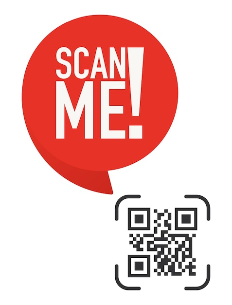 QR code scan me in speech bubble scan me concept icon