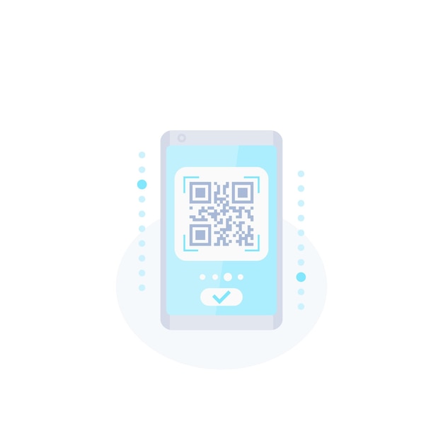 QR code scan in phone vector icon