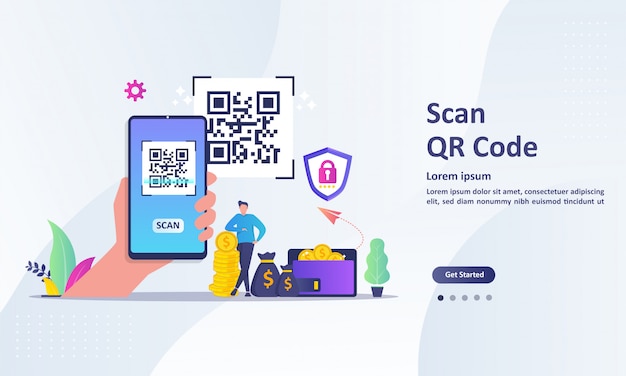 QR Code scanning concept with people scan code using smartphone