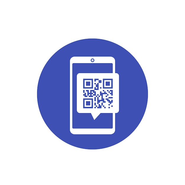 QR code and smart phone vector icon