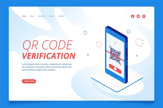 Vector qr code verification landing page template