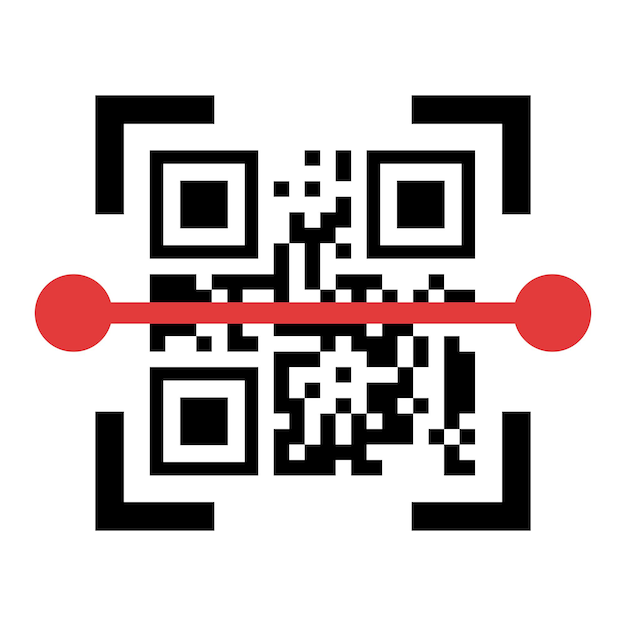 Qr Code With Red Scan Line