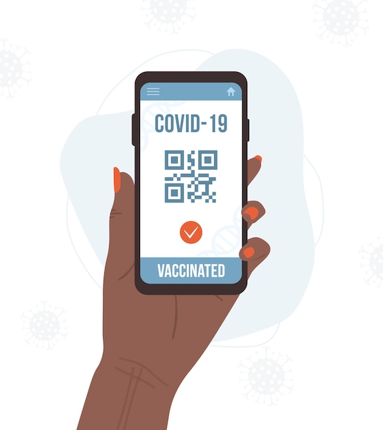 QR code with vaccine passport. Check of safety from covid-19.