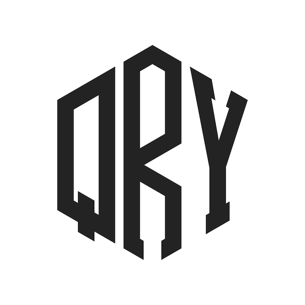 QRY Logo Design Initial Letter QRY Monogram Logo using Hexagon shape