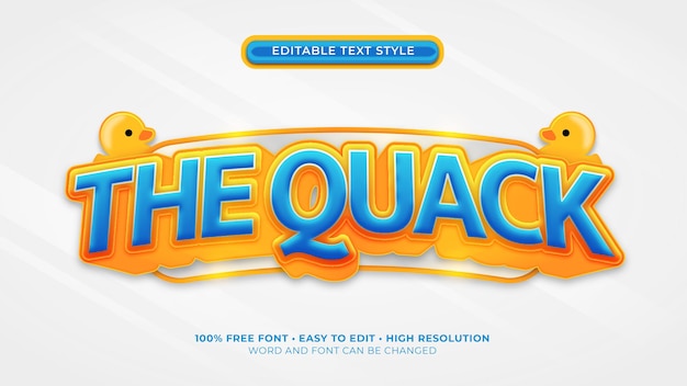 The quack text style 3d shiny orange and blue font effect