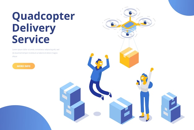 Quadcopter delivery service isometric template