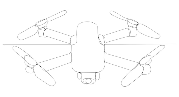 Quadrocopter one continuous line drawing, isolated, vector