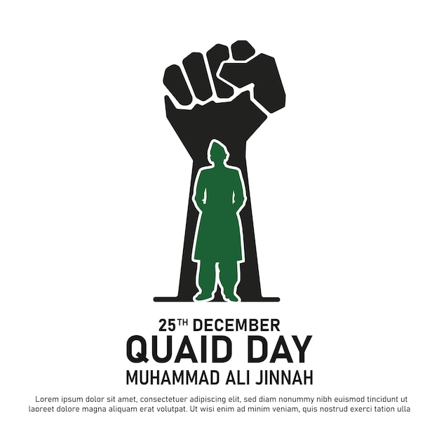 Quaid e Azam Day Celebration Poster Concept, 25 December, Flat Design with unity sign