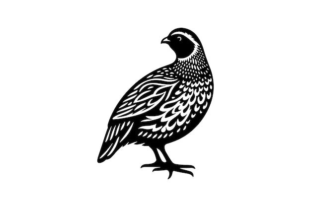 A quail silhouette in vector style with a white background