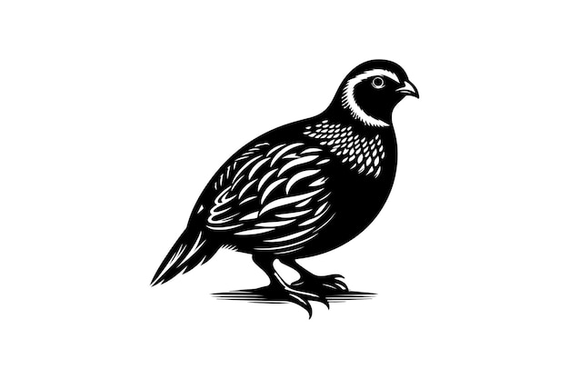 A quail silhouette in vector style with a white background