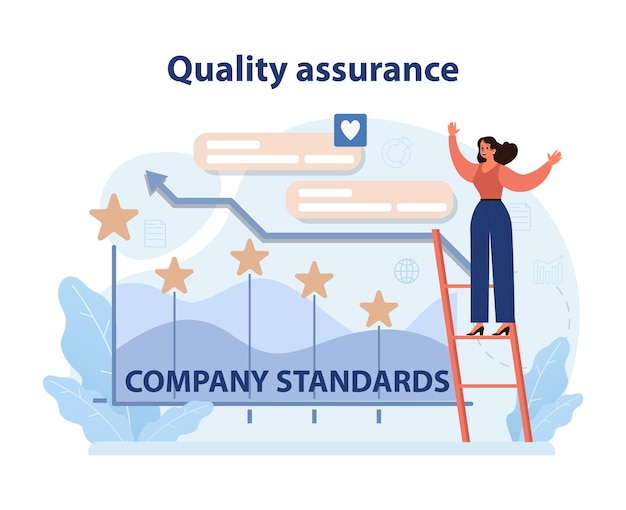 Vector quality assurance standards an illustrative display of a professional ensuring adherence to company