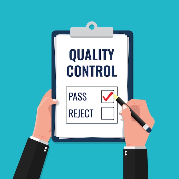 Quality control report form with pass or reject