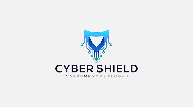 Quality Cyber Shield Tech Logo design Template illustration