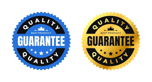 Vector quality guarantee vector premium luxury circle gold label with crown and stars for icon label logo