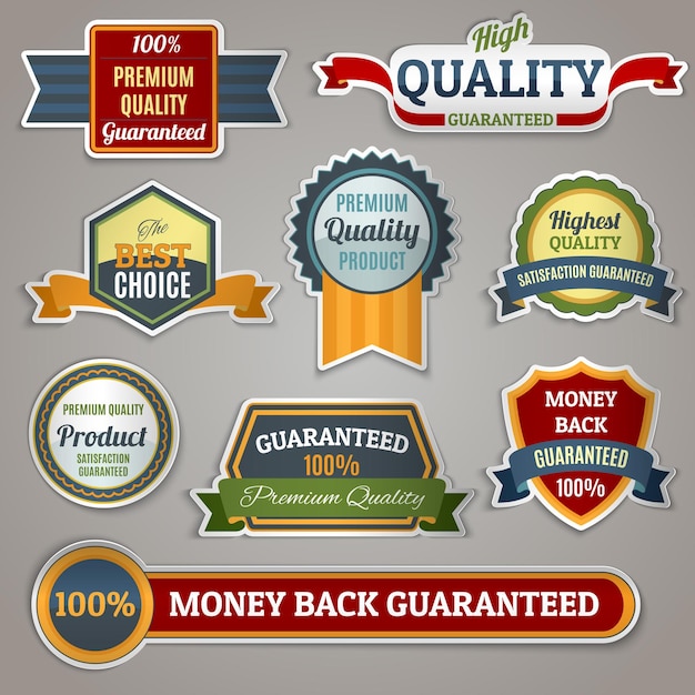 Vector quality labels stickers