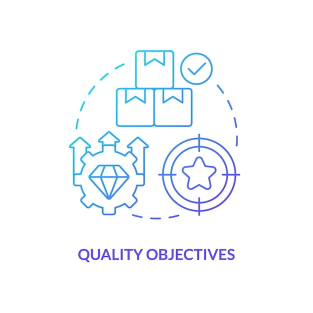 Vector quality objectives blue gradient concept icon