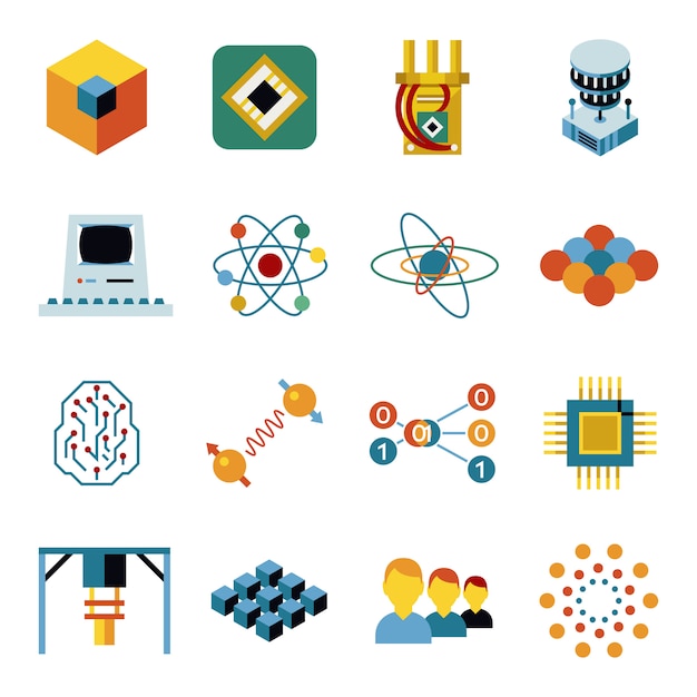 Quantum computing icons collection