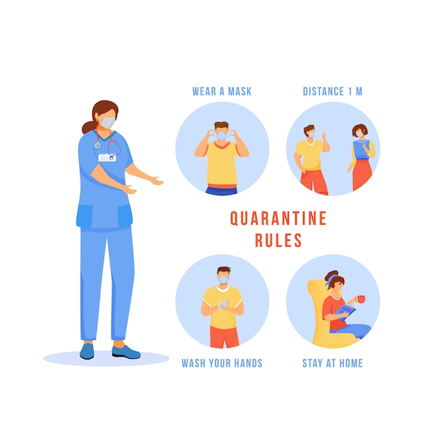 Quarantine rules flat concept icons