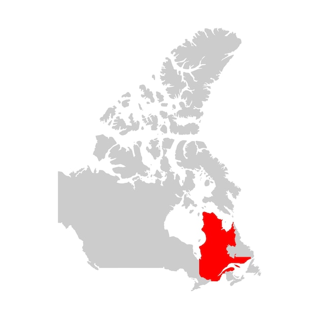 Quebec province highlighted on the map of Canada