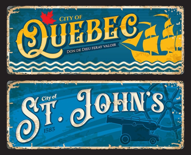 Quebec St Johns canadian cities plates travel