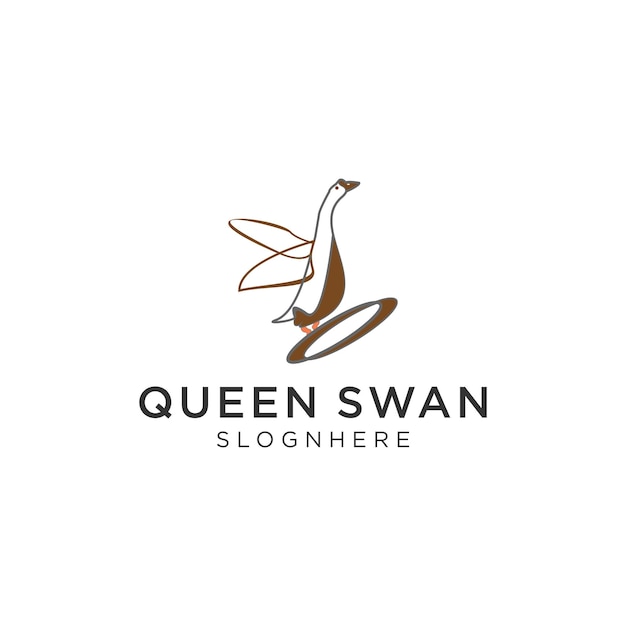 Quee swan logo icon design vector