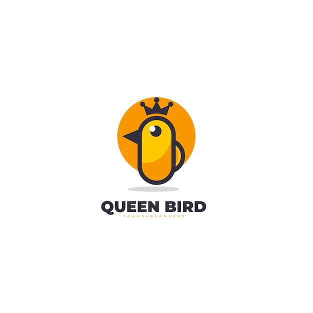 Queen bird logo cute animal design icon colorful