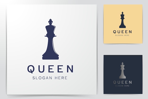 Queen chess Logo Inspiration isolated on white background