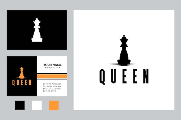 queen chess piece silhouette logo design