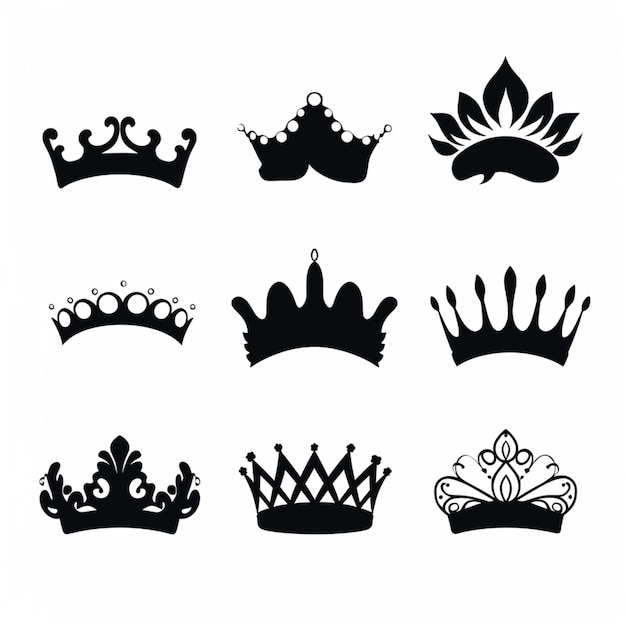 Queen crown silhouettes cartoon vector