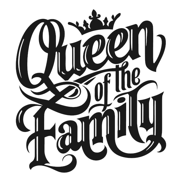 Queen of the family lettering funny quote tshirt design Mothers Day card