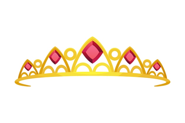 Queen golden crown vector icon Gold princess tiara cartoon illustration