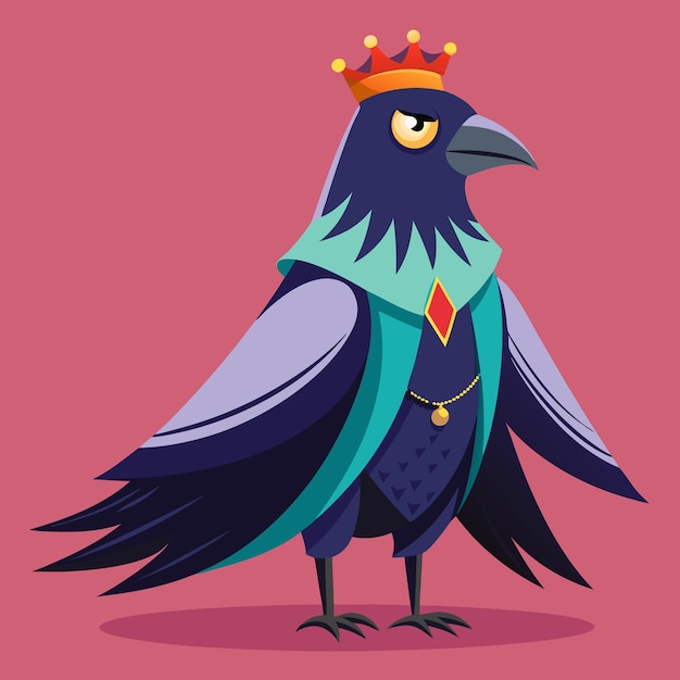 Vector queen on the head of a crow full body