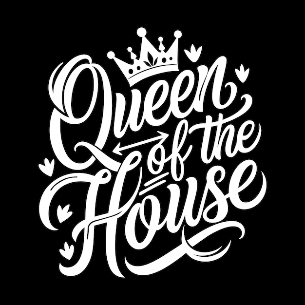 Queen of the House Quote for tshirt or mug Mothers Day lettering card