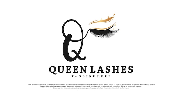 Queen lashes for beauty logo design with creative unique concept Premium Vector