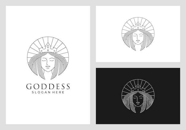 queen logo design in line art style