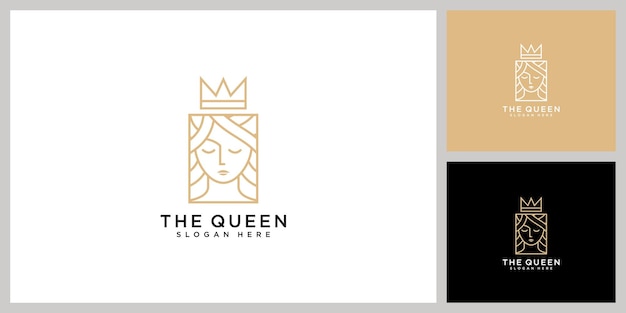 Queen logo vector designbeauty woman face logo