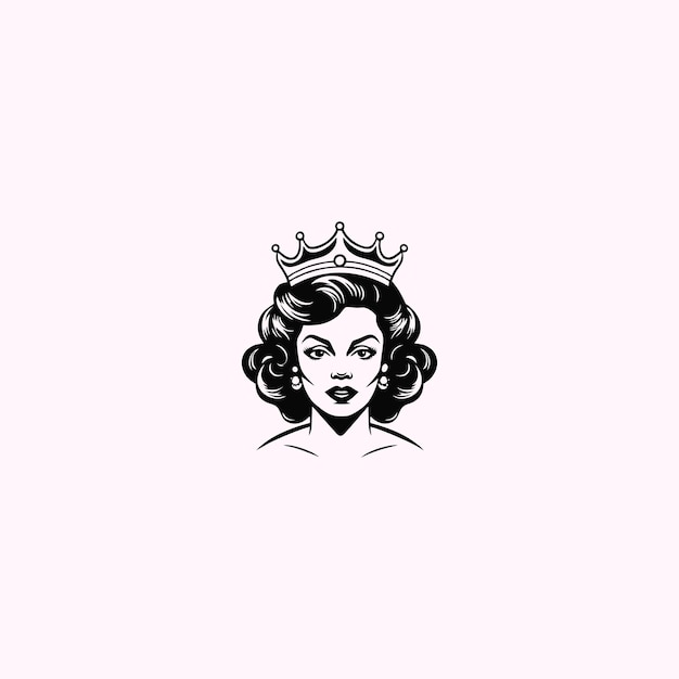 Queen logo for women with creative crown concept Vector