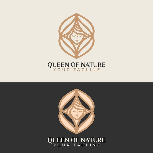 Queen of nature logo premium vector illustration