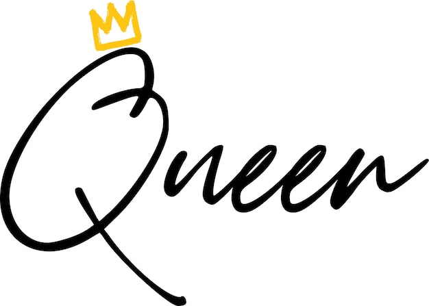 Vector queen typo with crown print design