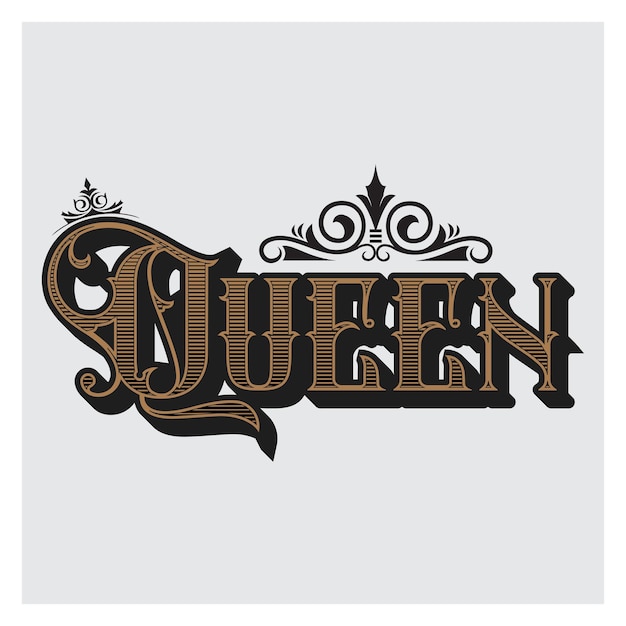 Queen Vintage Text Design