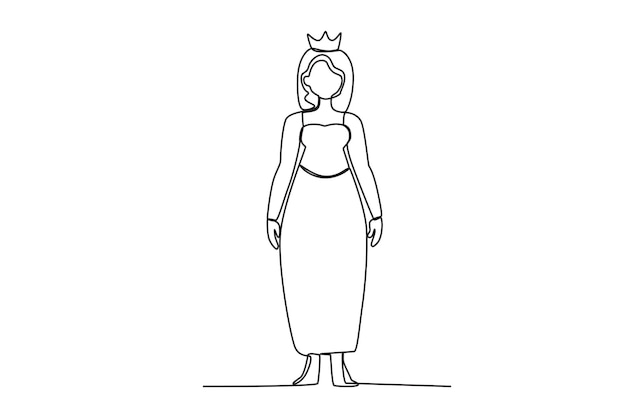 A queen wearing a short sleeve dress Queen oneline drawing