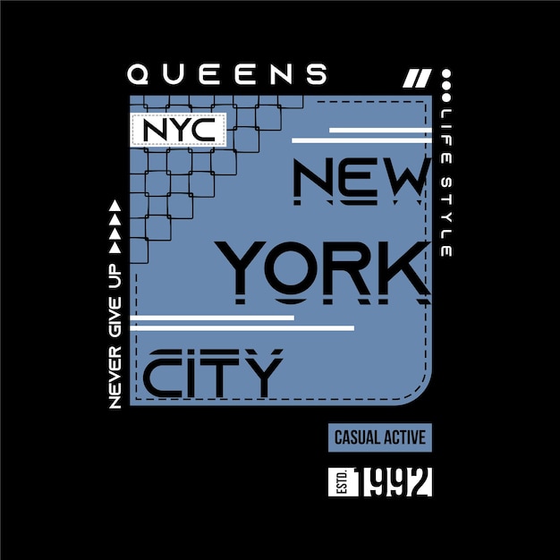 queens, new york city abstract pocket symbol graphic typography vector print