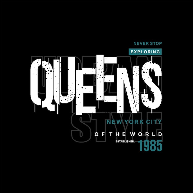 queens new york graphic typography vector print