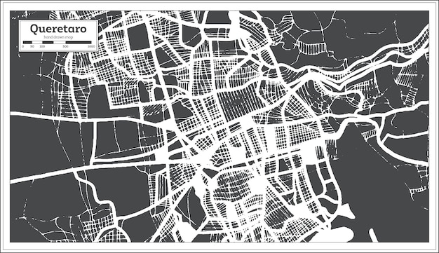 Queretaro Mexico City Map in Retro Style Outline Map